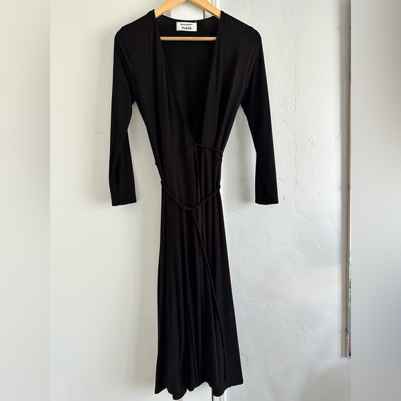 Reformation Jeans Maurie Wrap Midi Dress in Black   Sz: XS - Picture 3 of 14